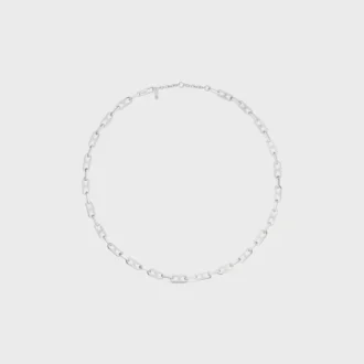 Triomphe Small Octagon Necklace in Brass with Rhodium Finish