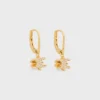 Triomphe Solitaire Sparkle Earrings in Strass and Brass with Gold Finish Triomphe Solitaire Sparkle Earrings in Strass and Brass with Gold Finish