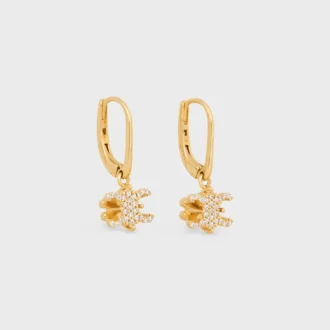 Triomphe Solitaire Sparkle Earrings in Strass and Brass with Gold Finish