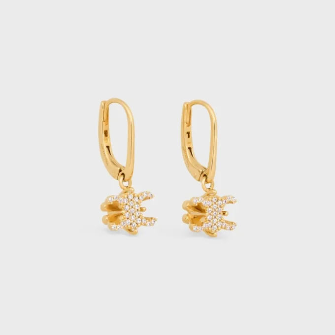 Triomphe Solitaire Sparkle Earrings in Strass and Brass with Gold Finish Triomphe Solitaire Sparkle Earrings in Strass and Brass with Gold Finish