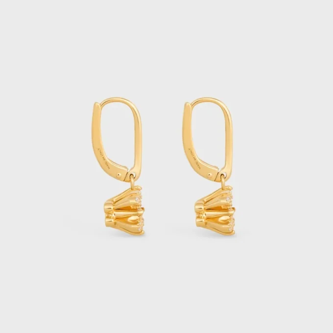 Triomphe Solitaire Sparkle Earrings in Strass and Brass with Gold Finish Triomphe Solitaire Sparkle Earrings in Strass and Brass with Gold Finish