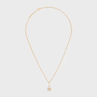 Triomphe Solitaire Sparkle Necklace in Strass and Brass with Gold Finish