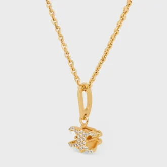 Triomphe Solitaire Sparkle Necklace in Strass and Brass with Gold Finish