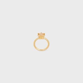 Triomphe Solitaire Sparkle Ring in Strass and Brass with Gold Finish Triomphe Solitaire Sparkle Ring in Strass and Brass with Gold Finish