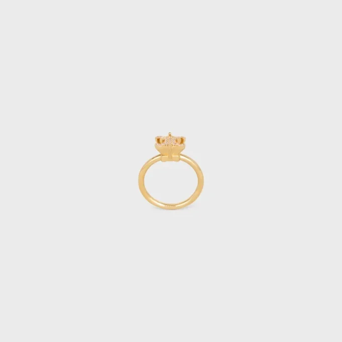 Triomphe Solitaire Sparkle Ring in Strass and Brass with Gold Finish Triomphe Solitaire Sparkle Ring in Strass and Brass with Gold Finish