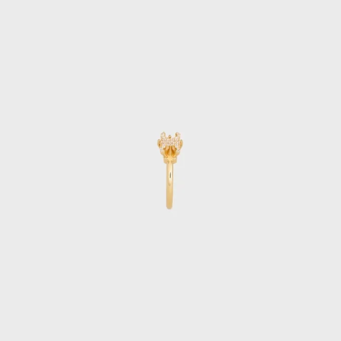 Triomphe Solitaire Sparkle Ring in Strass and Brass with Gold Finish Triomphe Solitaire Sparkle Ring in Strass and Brass with Gold Finish
