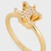 Triomphe Solitaire Sparkle Ring in Strass and Brass with Gold Finish Triomphe Solitaire Sparkle Ring in Strass and Brass with Gold Finish