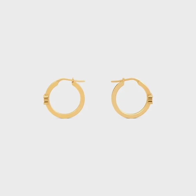 Triomphe Sparkle Hoops in Strass and Brass with Gold Finish Triomphe Sparkle Hoops in Strass and Brass with Gold Finish