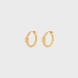 Triomphe Sparkle Hoops in Strass and Brass with Gold Finish