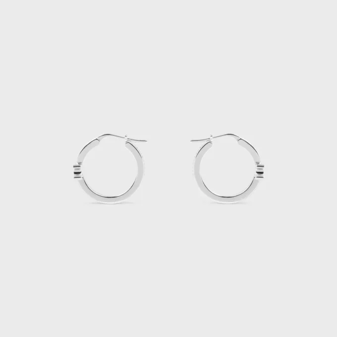 Triomphe Sparkle Hoops in Strass and Brass with Rhodium Finish Triomphe Sparkle Hoops in Strass and Brass with Rhodium Finish