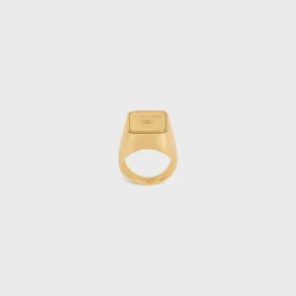 Triomphe Square Signet Ring in Brass with Gold Finish Triomphe Square Signet Ring in Brass with Gold Finish