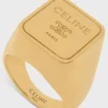 Triomphe Square Signet Ring in Brass with Gold Finish Triomphe Square Signet Ring in Brass with Gold Finish