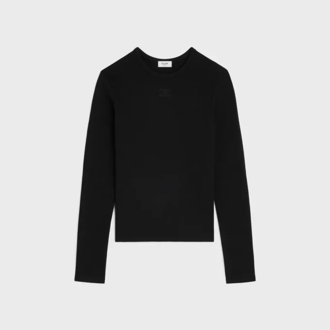 Triomphe T-Shirt in Ribbed Cotton Jersey Triomphe T-Shirt in Ribbed Cotton Jersey