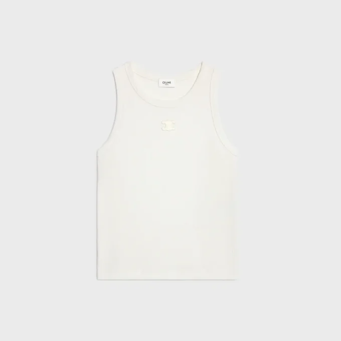 Triomphe Tank Top in Ribbed Cotton Silk Triomphe Tank Top in Ribbed Cotton Silk