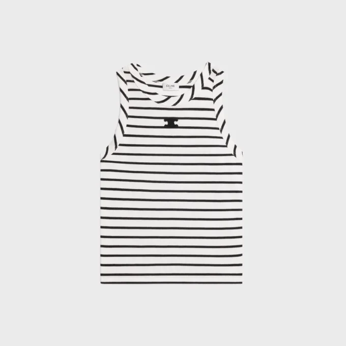 Triomphe Tank Top in Striped Silk Jersey Triomphe Tank Top in Striped Silk Jersey