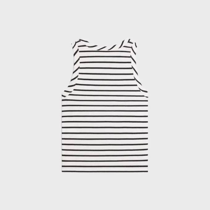 Triomphe Tank Top in Striped Silk Jersey Triomphe Tank Top in Striped Silk Jersey