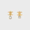 Triomphe Twinkle Earrings in Strass and Brass with Gold Finish Triomphe Twinkle Earrings in Strass and Brass with Gold Finish