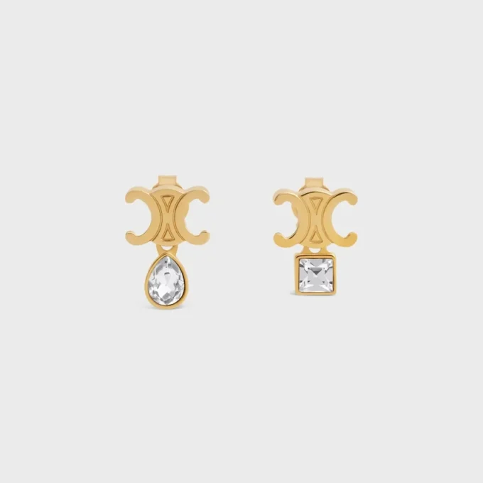 Triomphe Twinkle Earrings in Strass and Brass with Gold Finish Triomphe Twinkle Earrings in Strass and Brass with Gold Finish