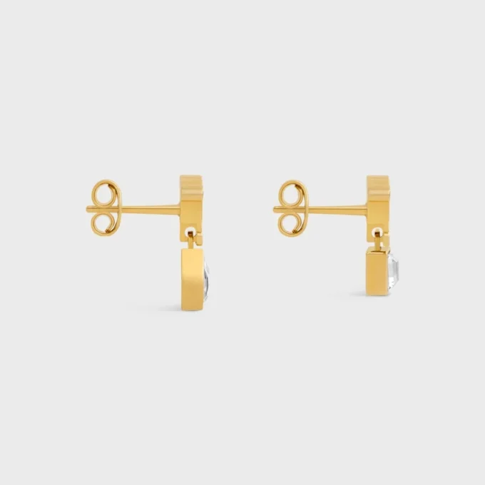 Triomphe Twinkle Earrings in Strass and Brass with Gold Finish Triomphe Twinkle Earrings in Strass and Brass with Gold Finish