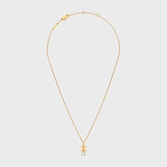 Triomphe Twinkle Necklace in Strass and Brass with Gold Finish Triomphe Twinkle Necklace in Strass and Brass with Gold Finish