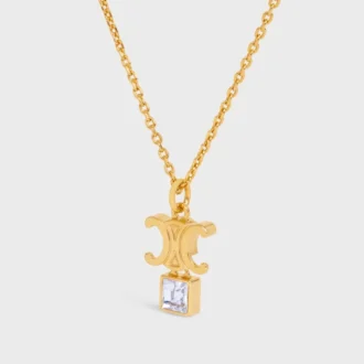 Triomphe Twinkle Necklace in Strass and Brass with Gold Finish
