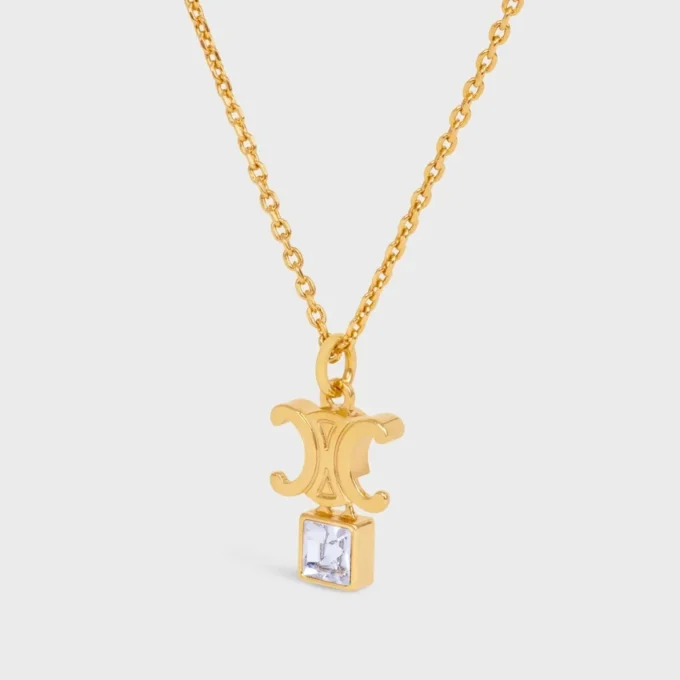 Triomphe Twinkle Necklace in Strass and Brass with Gold Finish Triomphe Twinkle Necklace in Strass and Brass with Gold Finish