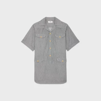 Tunic Mini Dress in Hickory Striped Cotton
