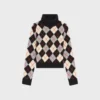 Turtleneck Sweater in Argyle Wool Turtleneck Sweater in Argyle Wool