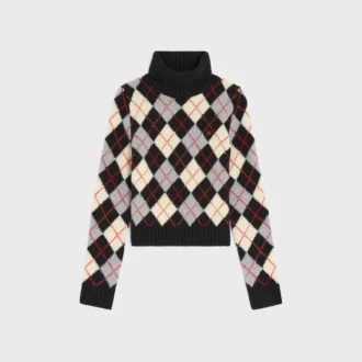 Turtleneck Sweater in Argyle Wool