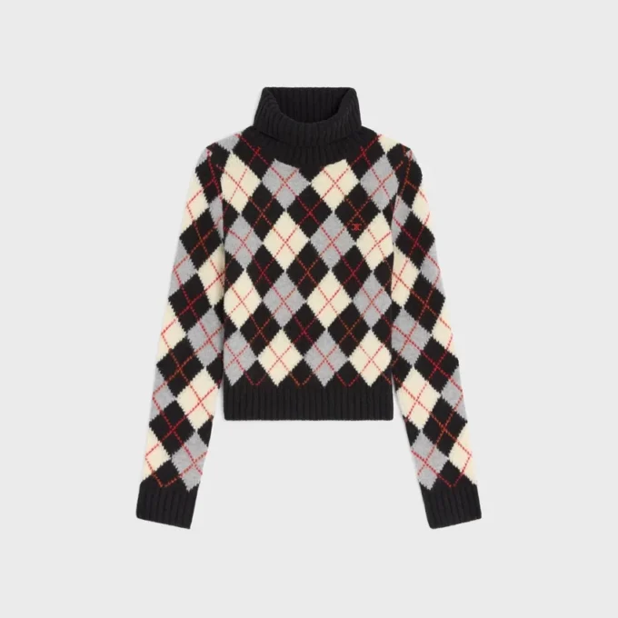 Turtleneck Sweater in Argyle Wool Turtleneck Sweater in Argyle Wool