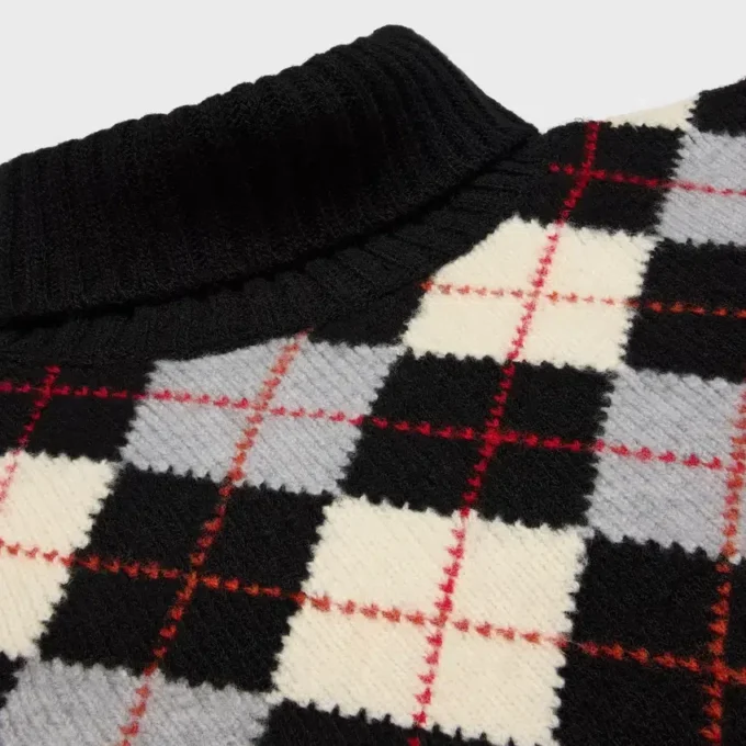 Turtleneck Sweater in Argyle Wool Turtleneck Sweater in Argyle Wool