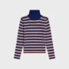 Turtleneck Sweater in Striped Ribbed Wool Turtleneck Sweater in Striped Ribbed Wool