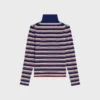Turtleneck Sweater in Striped Ribbed Wool Turtleneck Sweater in Striped Ribbed Wool