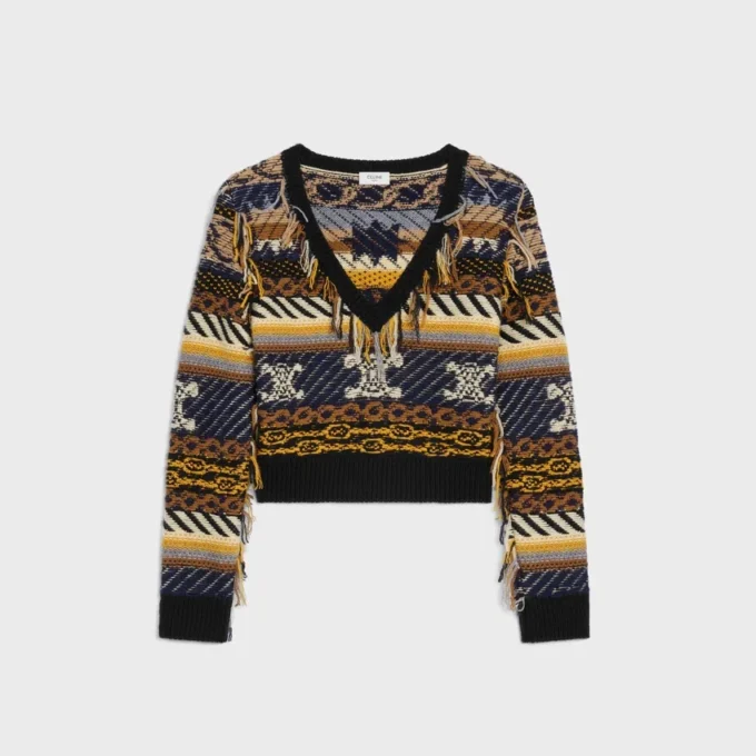 V-Neck Sweater in Jacquard Cashmere V-Neck Sweater in Jacquard Cashmere