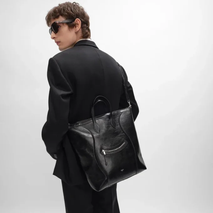 Vertical Cabas Luggage in Shiny Calfskin