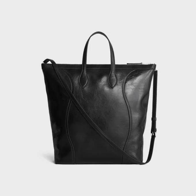 Vertical Cabas Luggage in Shiny Calfskin