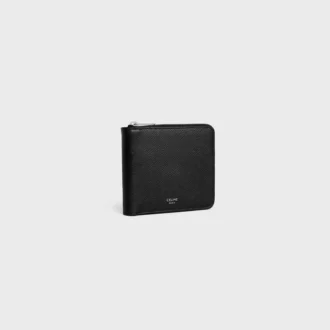 Zipped Bi-Fold Wallet in Grained Calfskin