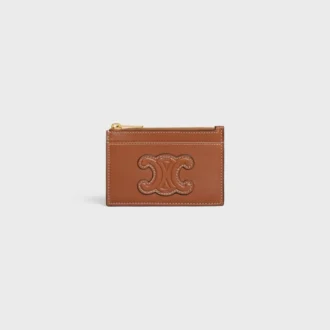 Zipped Card Holder Cuir Triomphe in Smooth Lambskin
