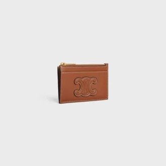 Zipped Card Holder Cuir Triomphe in Smooth Lambskin