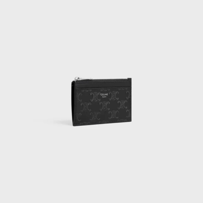 Zipped Card Holder in Calfskin with Triomphe Embossed Zipped Card Holder in Calfskin with Triomphe Embossed