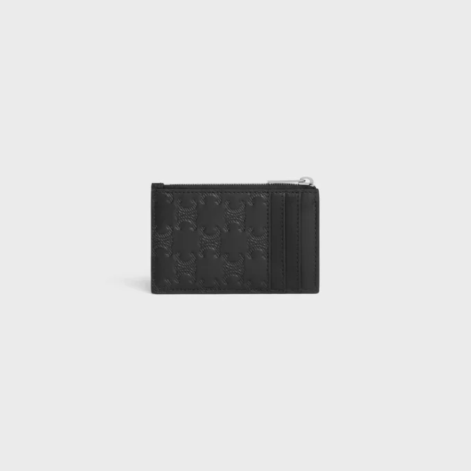 Zipped Card Holder in Calfskin with Triomphe Embossed Zipped Card Holder in Calfskin with Triomphe Embossed
