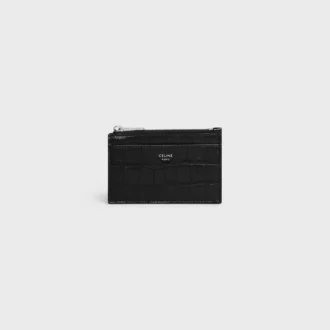 Zipped Card Holder in Crocodile Embossed Calfskin Zipped Card Holder in Crocodile Embossed Calfskin
