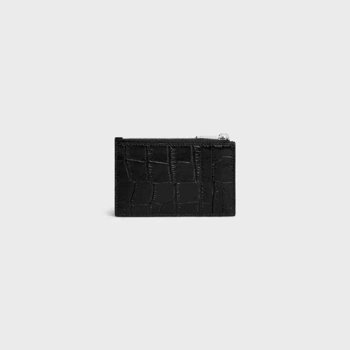 Zipped Card Holder in Crocodile Embossed Calfskin Zipped Card Holder in Crocodile Embossed Calfskin