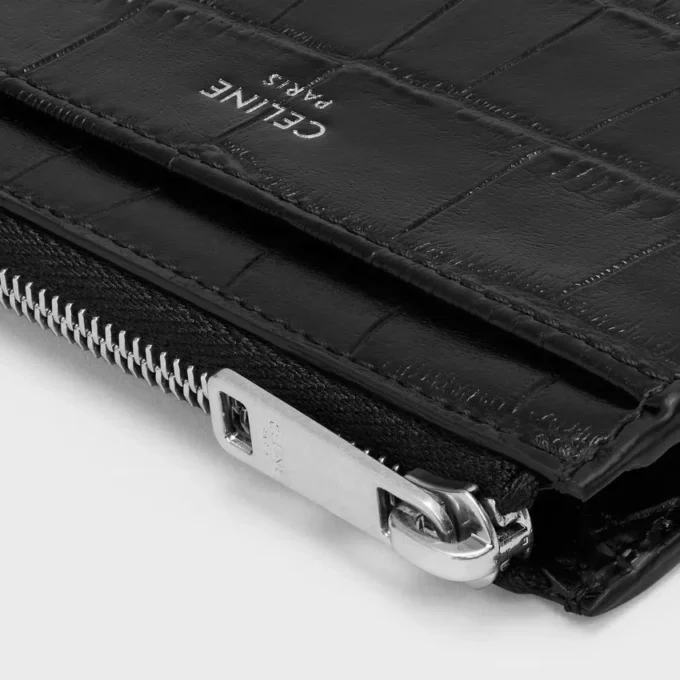 Zipped Card Holder in Crocodile Embossed Calfskin Zipped Card Holder in Crocodile Embossed Calfskin