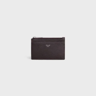 Zipped Card Holder in Grained Calfskin