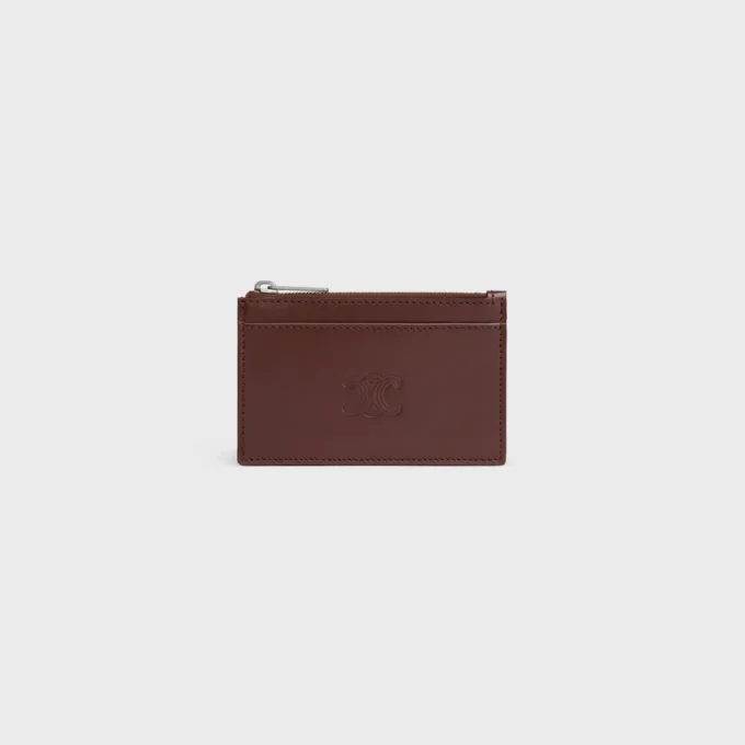 Zipped Card Holder in Satinated Calfskin with Triomphe Embossed Zipped Card Holder in Satinated Calfskin with Triomphe Embossed