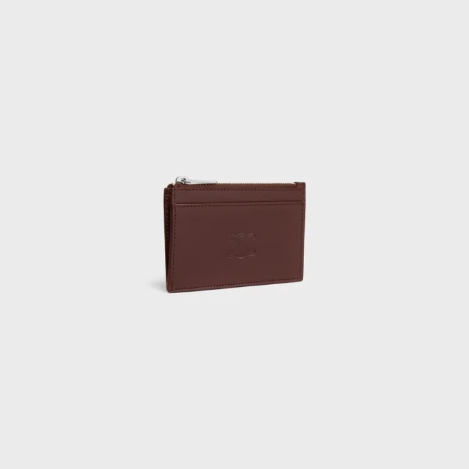 Zipped Card Holder in Satinated Calfskin with Triomphe Embossed Zipped Card Holder in Satinated Calfskin with Triomphe Embossed