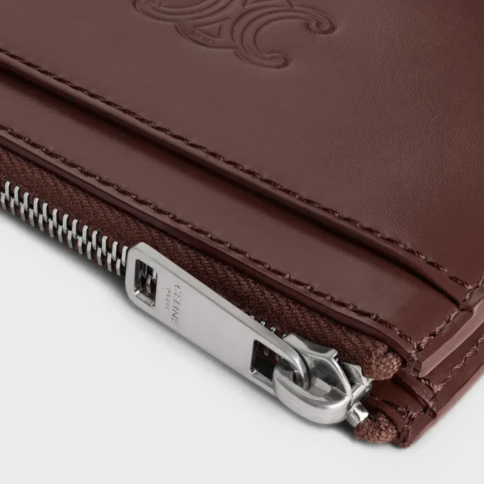Zipped Card Holder in Satinated Calfskin with Triomphe Embossed Zipped Card Holder in Satinated Calfskin with Triomphe Embossed