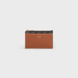 Zipped Card Holder in Triomphe Canvas and Lambskin