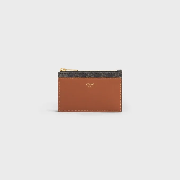 Zipped Card Holder in Triomphe Canvas and Lambskin Zipped Card Holder in Triomphe Canvas and Lambskin